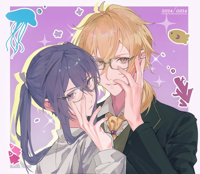 kanzaki souma and hakaze kaoru (ensemble stars!) drawn by ru_kosin
