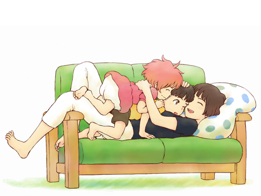 lisa, ponyo, and sousuke (gake no ue no ponyo) drawn by jas_(littlecrime)