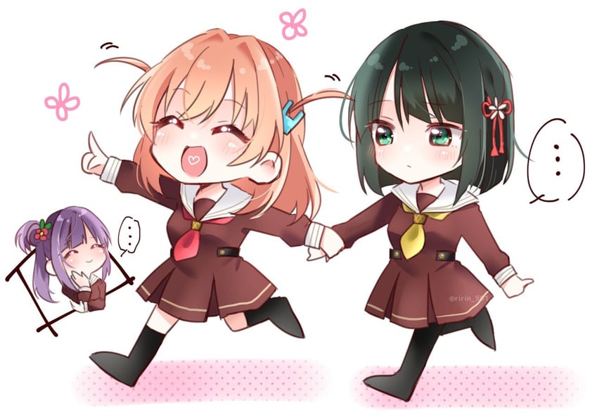 hinoshita kaho, otomune kozue, and momose ginko (love live! and 1 more) drawn by ririn_(ririn_501)