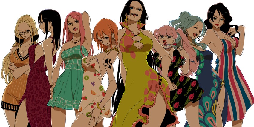 nami, nico robin, boa hancock, perona, nefertari vivi, and 3 more (one piece) drawn by mojisan_(ebimo)