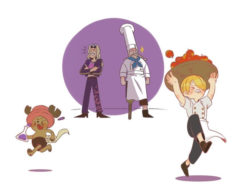 sanji, tony tony chopper, red-leg zeff, and dr. kureha (one piece) drawn by mulmulgogibbq