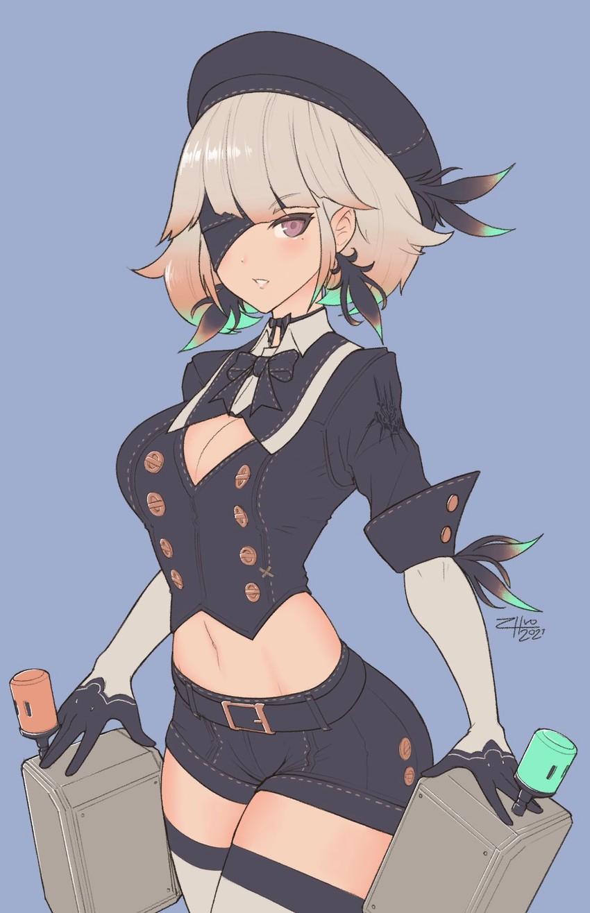 2b, takanashi kiara, and pod (hololive and 3 more) drawn by zhvo