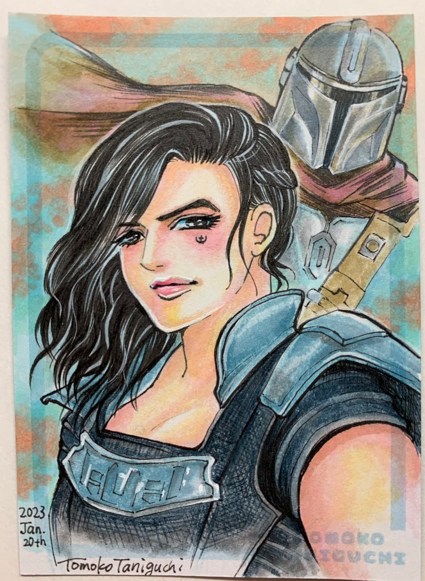 din djarin and cara dune (star wars and 1 more) drawn by tomoko_taniguchi