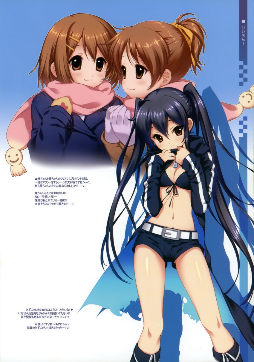 nakano azusa, hirasawa yui, black rock shooter, and hirasawa ui (k-on! and 2 more) drawn by shirahane_nao