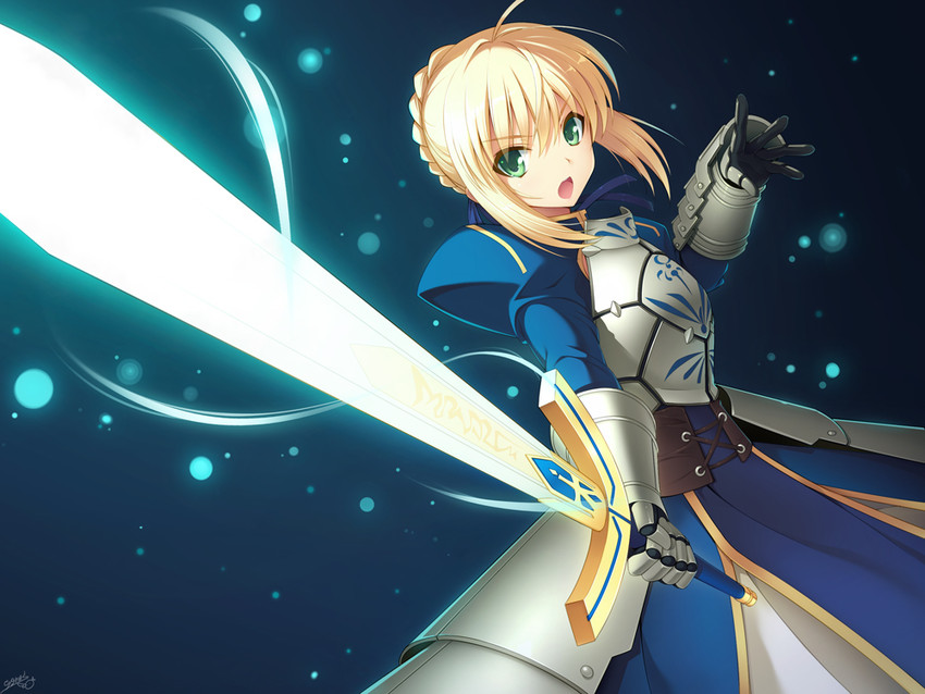 artoria pendragon and saber (fate and 1 more) drawn by cygnus_(cygnus7)