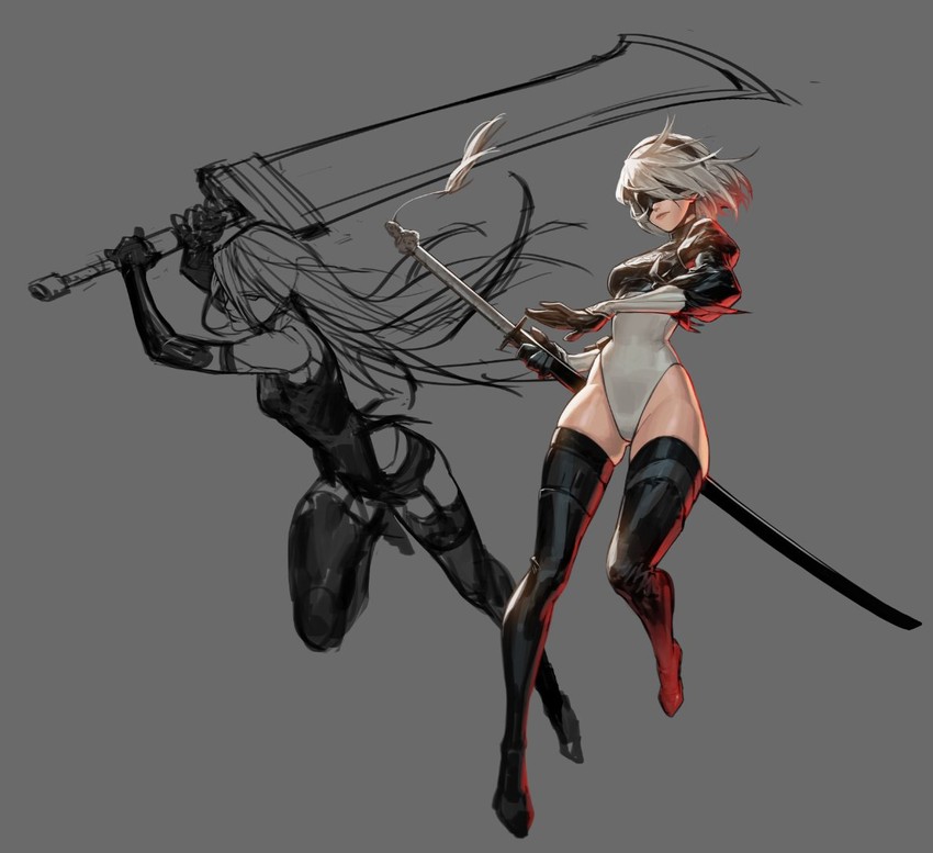 2b and a2 (nier and 1 more) drawn by haje