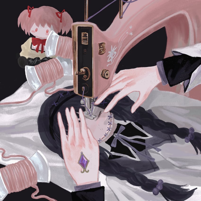 akemi homura and kaname madoka (mahou shoujo madoka magica) drawn by ksline0930