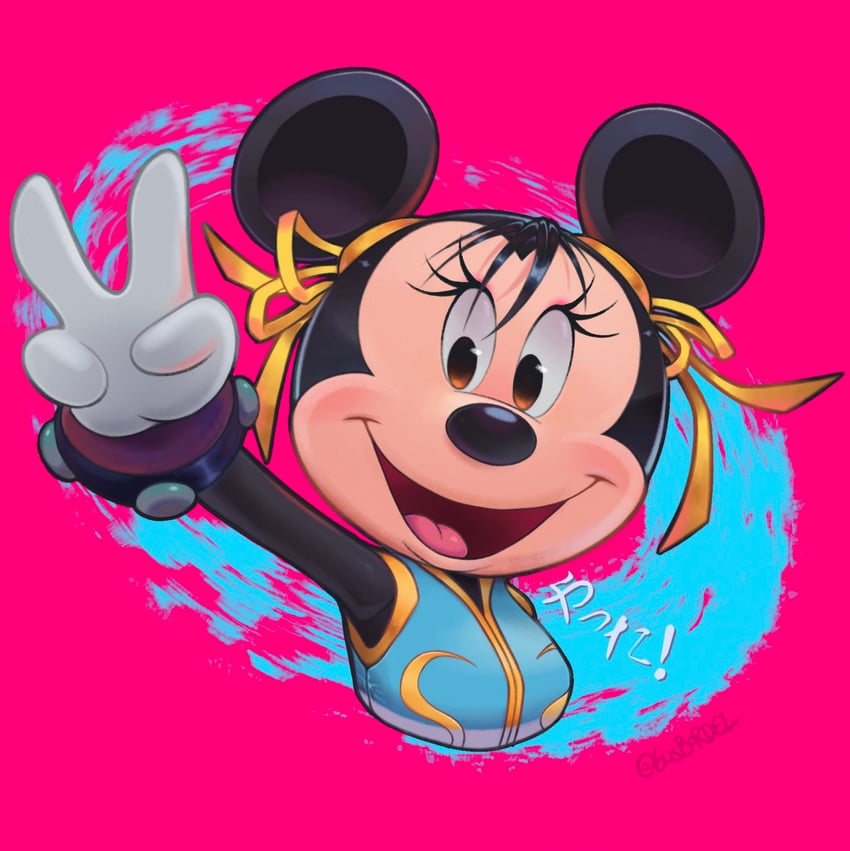 chun-li and minnie mouse (street fighter and 1 more) drawn by gusbordel