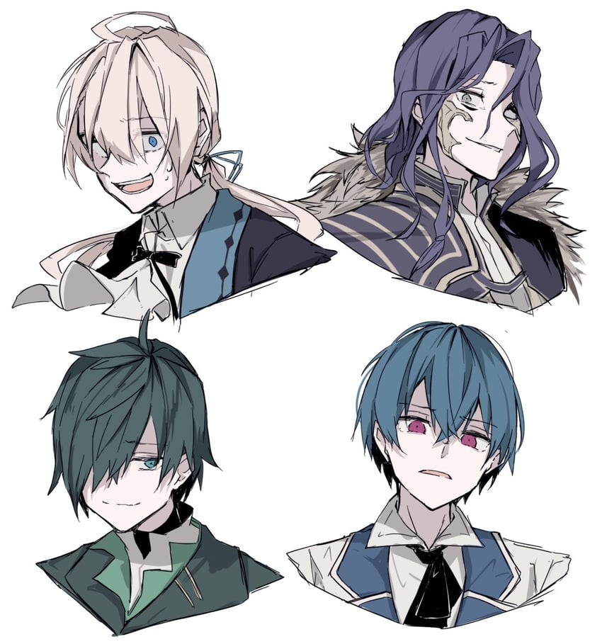 ex, loki, tim, and romeo (grimms notes) drawn by iumi_urura