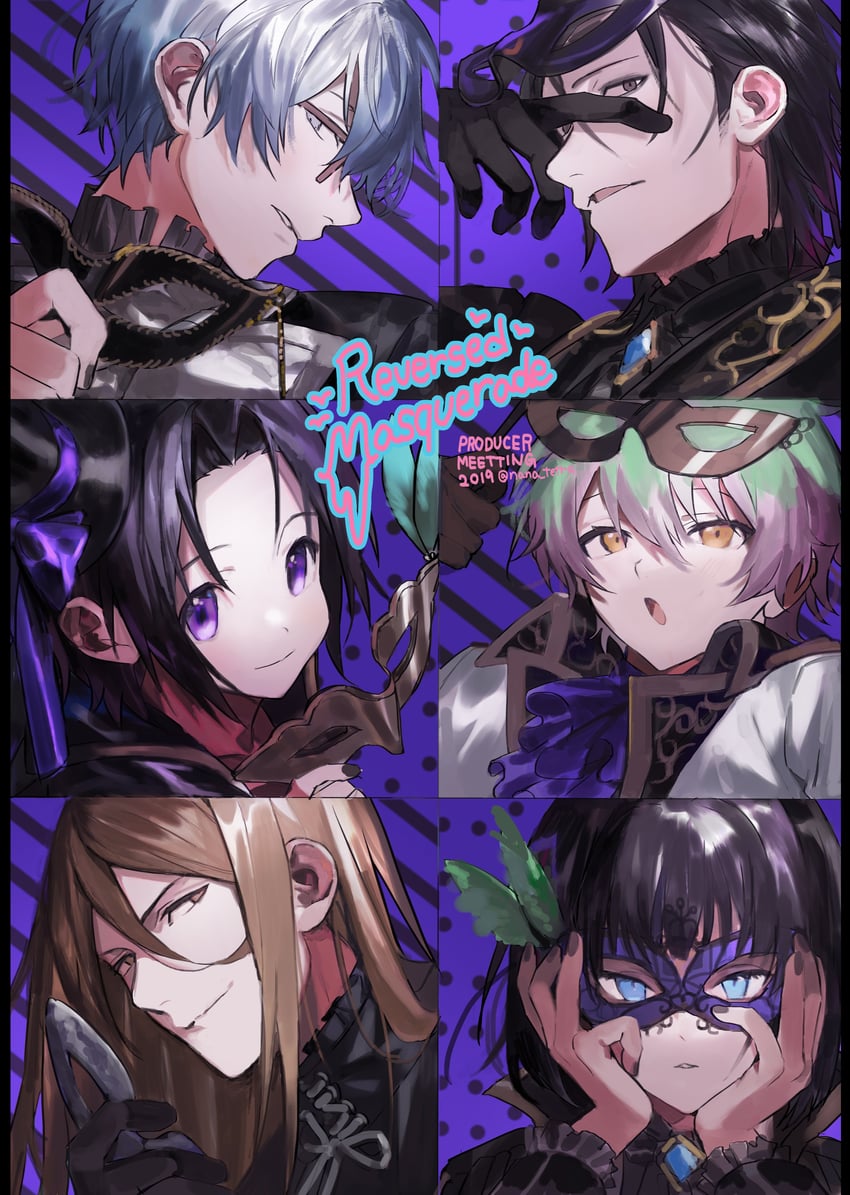 kagura rei, okamura nao, hazama michio, kurono genbu, nekoyanagi kirio, and 1 more (idolmaster and 1 more) drawn by nana_tetra