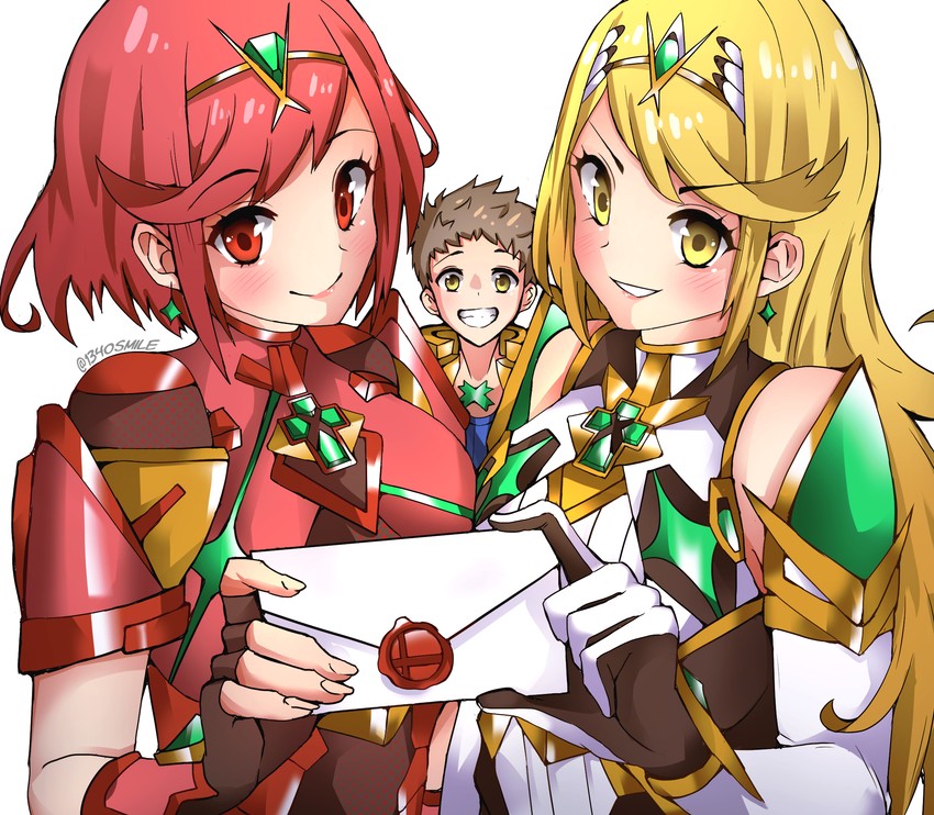 pyra, rex, and mythra (xenoblade chronicles and 2 more) drawn by 1340smile