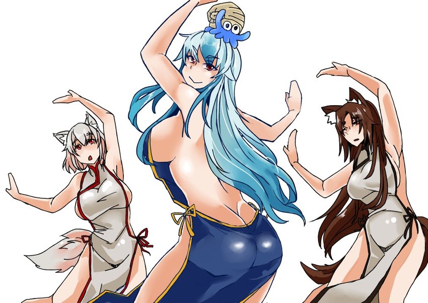 inubashiri momiji, kamishirasawa keine, imaizumi kagerou, and omanyte (touhou and 1 more) drawn by heiseikorotaisei