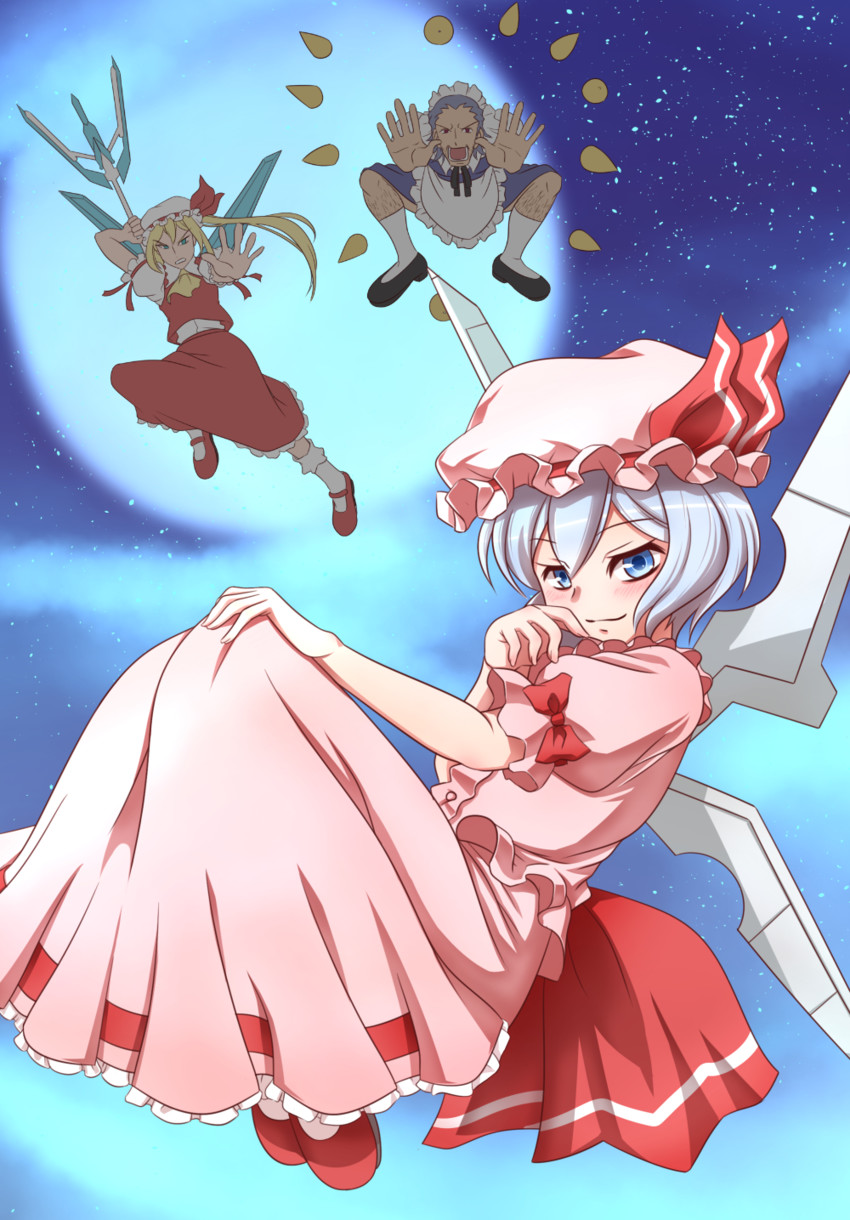 remilia scarlet, flandre scarlet, izayoi sakuya, kijima shia, kijima wilfrid, and 3 more (touhou and 2 more) drawn by sasuke10g