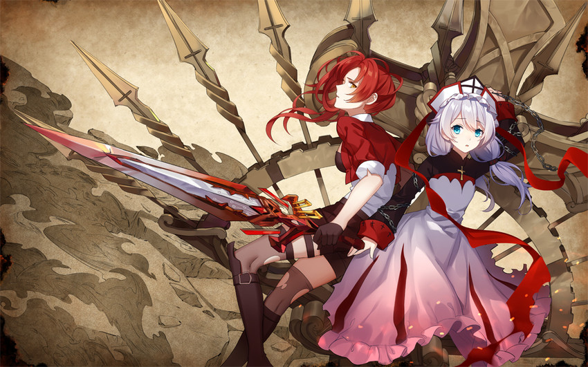 theresa apocalypse and murata himeko (honkai and 1 more) drawn by sougishi_ego