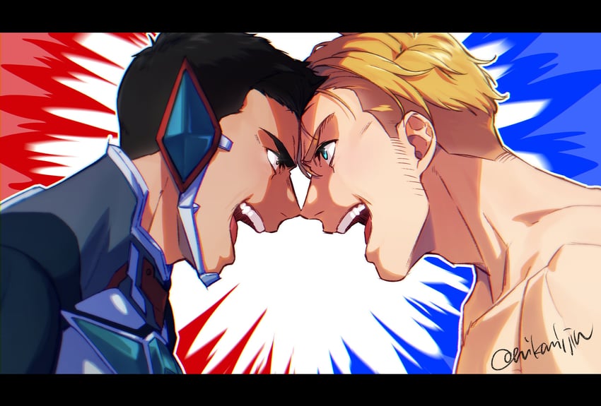 ao isami and lewis smith (yuuki bakuhatsu bang bravern) drawn by nikami_jin