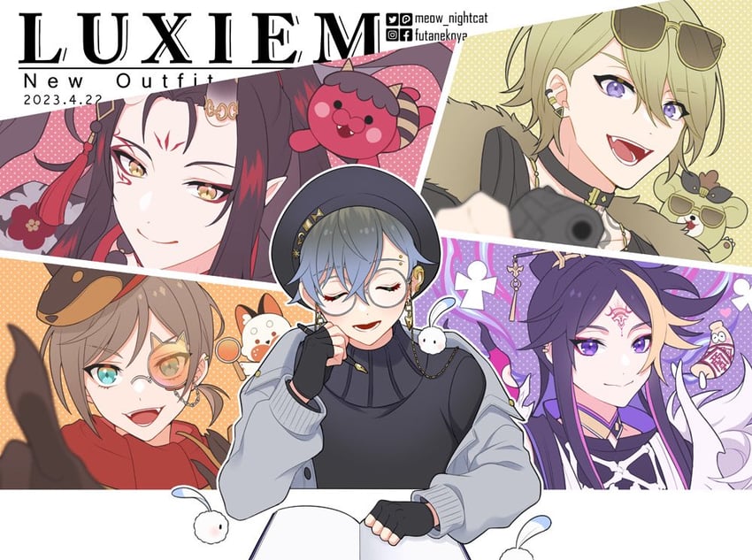 ike eveland, vox akuma, luca kaneshiro, shu yamino, mysta rias, and 5 more (nijisanji and 1 more) drawn by nightcat