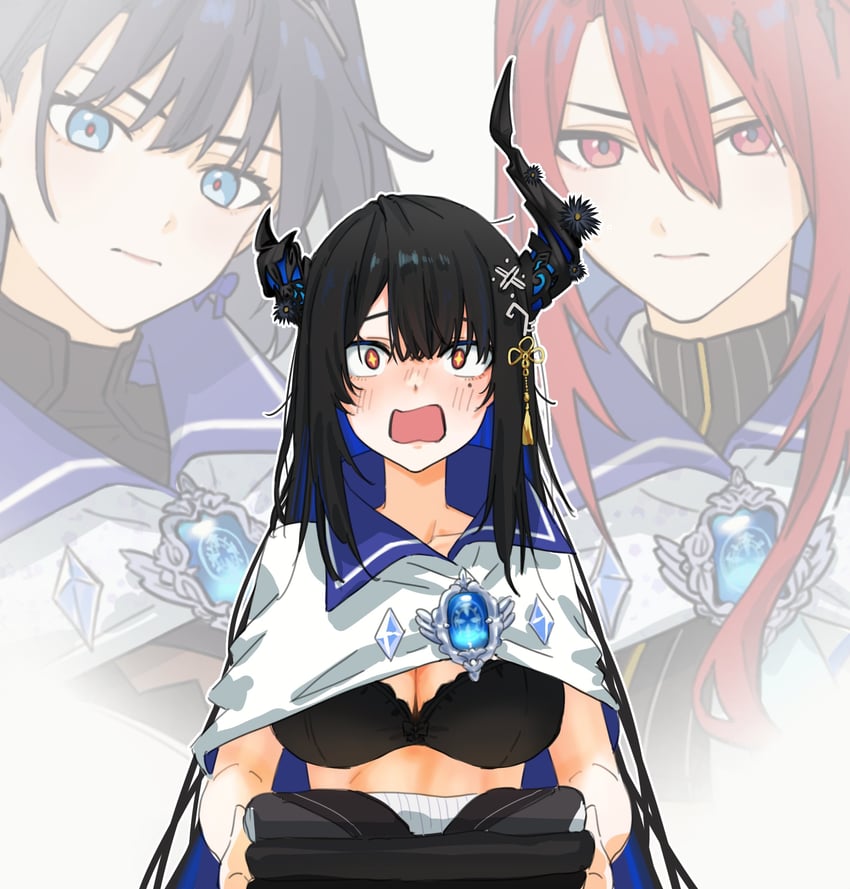 ouro kronii, nerissa ravencroft, and elizabeth rose bloodflame (hololive and 2 more) drawn by yuutomeh