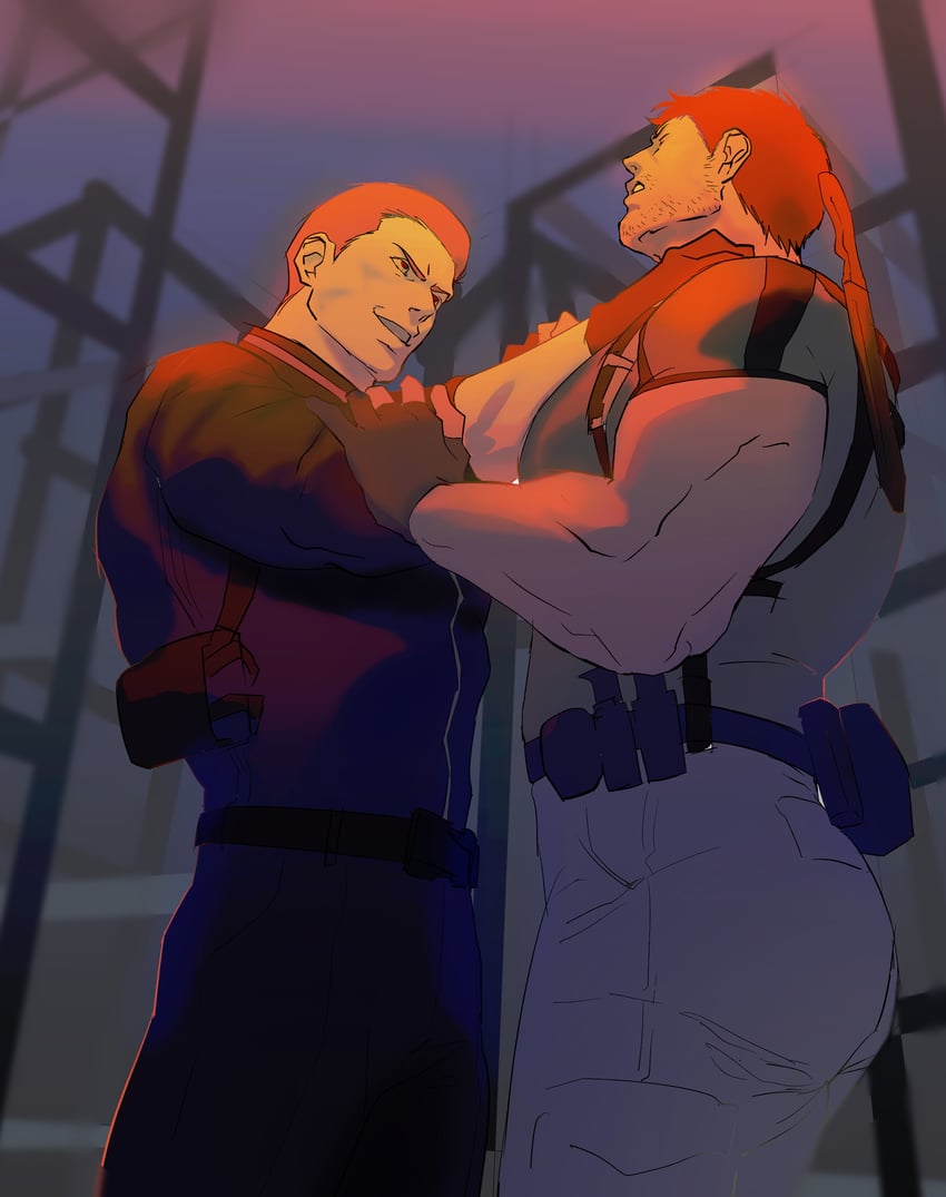 chris redfield and albert wesker (resident evil and 1 more) drawn by 123456dyom