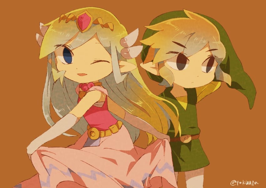 link, princess zelda, toon link, and toon zelda (the legend of zelda and 2 more) drawn by tokuura