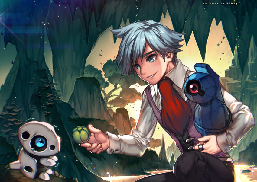 steven stone, beldum, and aron (pokemon and 1 more) drawn by kawacy