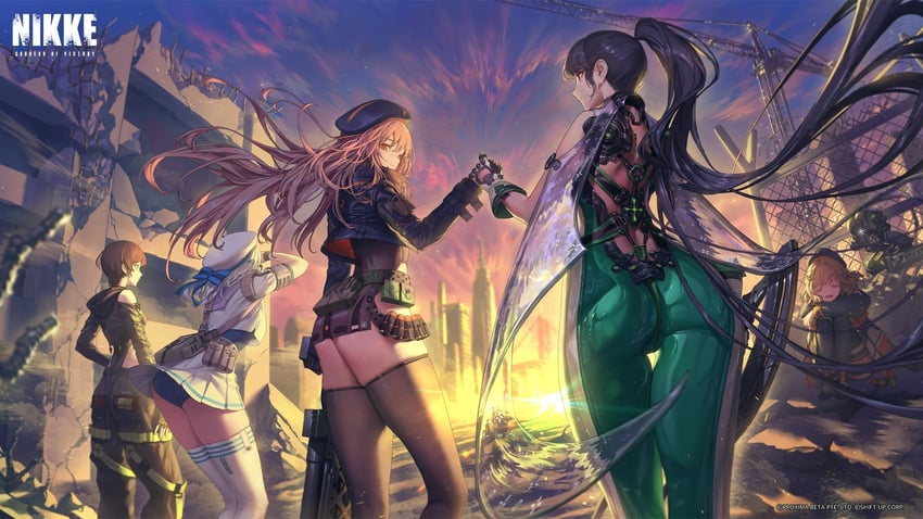 anis, rapi, eve, neon, and lily artemis ii (goddess of victory: nikke and 2 more) drawn by veksoo