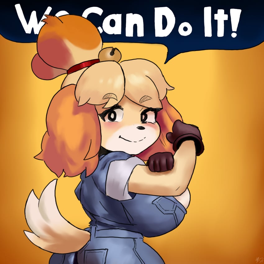 isabelle and rosie the riveter (animal crossing) drawn by teztaz