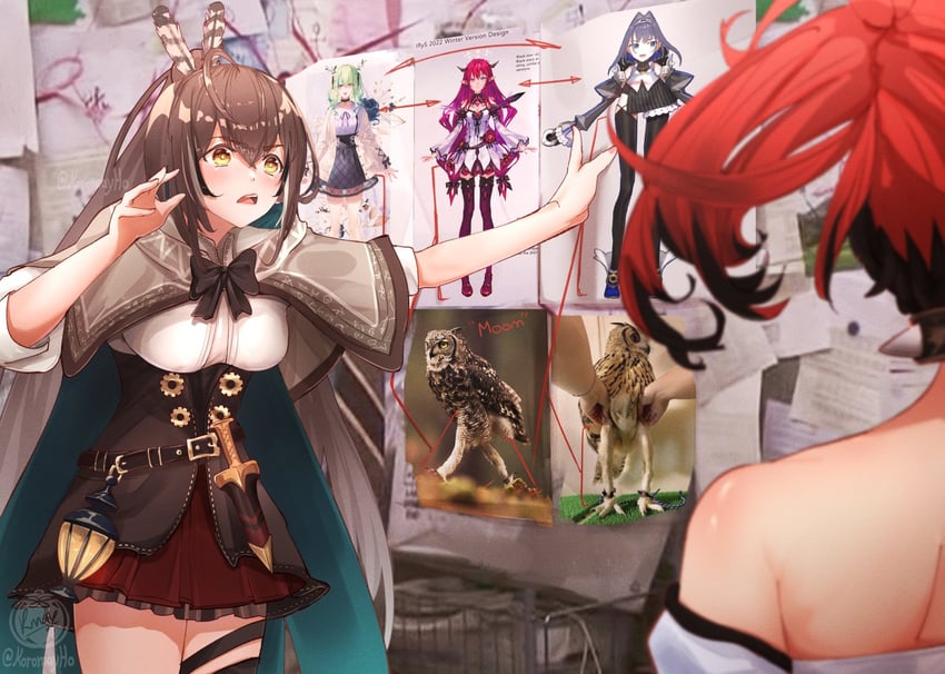 ouro kronii, nanashi mumei, hakos baelz, ceres fauna, and irys (hololive and 2 more) drawn by koromay_ho
