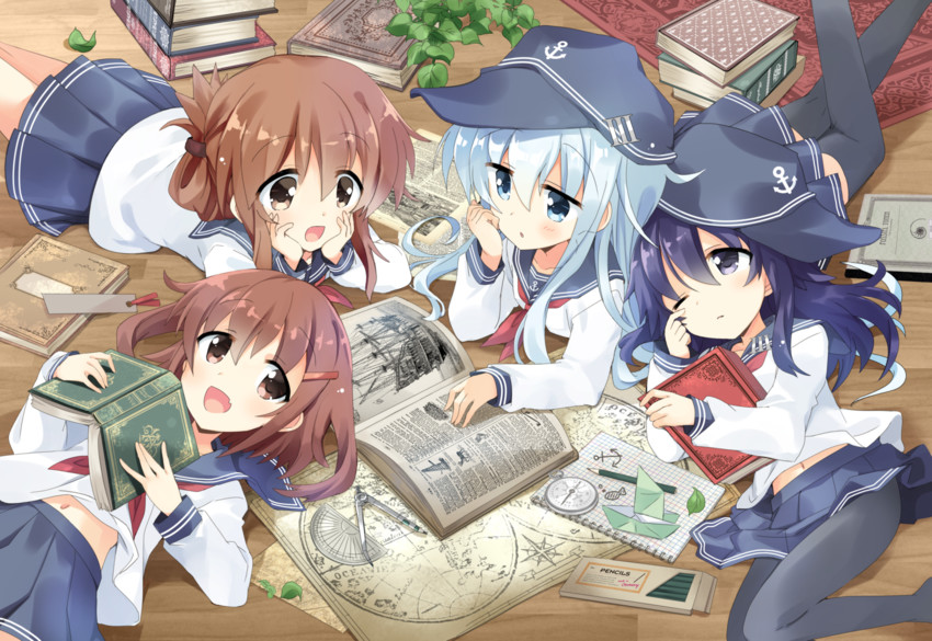 hibiki, inazuma, ikazuchi, and akatsuki (kantai collection) drawn by hizuki_yayoi