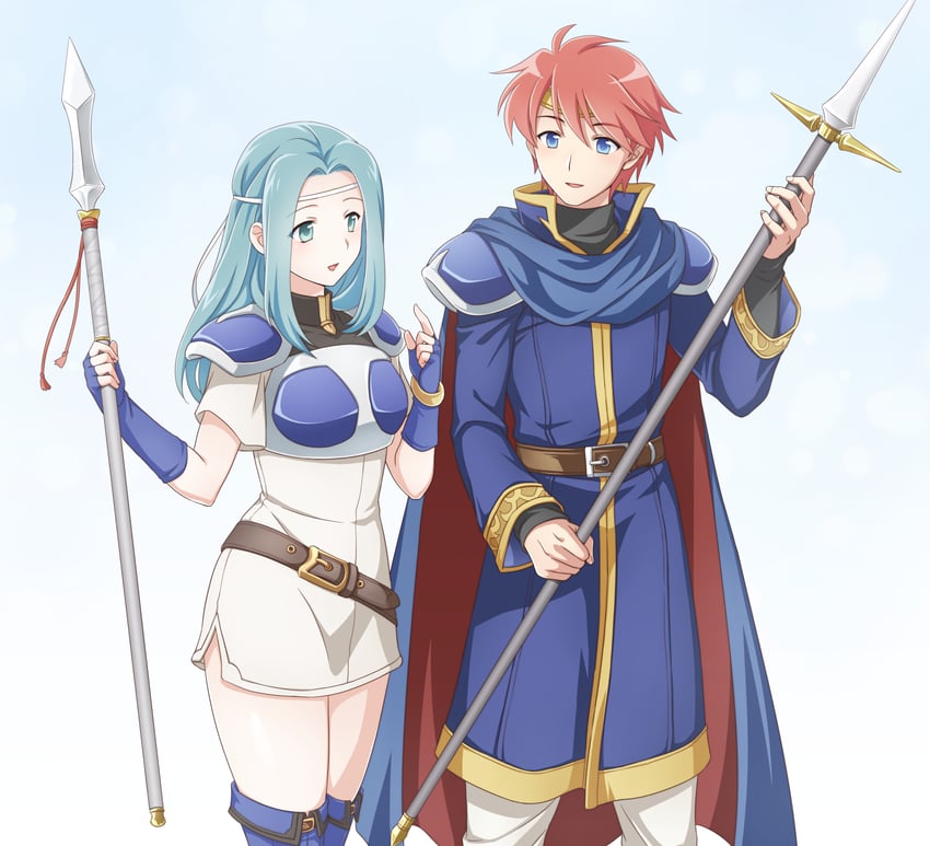 eliwood and fiora (fire emblem and 1 more) drawn by ham_pon