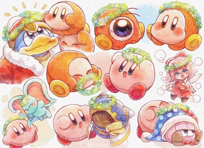 kirby, waddle dee, king dedede, magolor, marx, and 3 more (kirby) drawn by tokkakyou