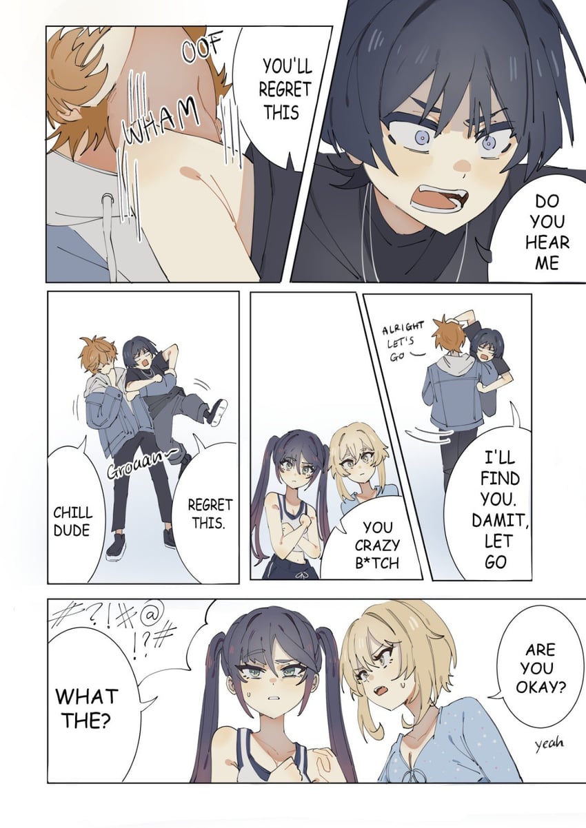 lumine, scaramouche, mona, and tartaglia (genshin impact) drawn by ysnden