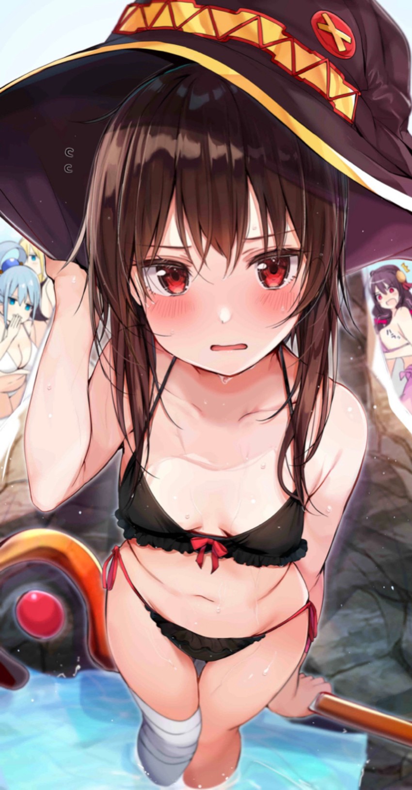 megumin, aqua, darkness, and yunyun (kono subarashii sekai ni shukufuku wo!) drawn by rouka_(akatyann)