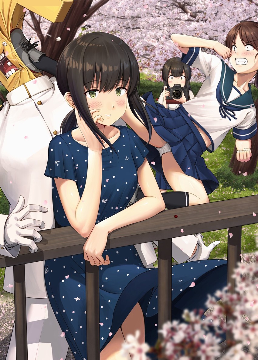 admiral, fubuki, t-head admiral, shirayuki, and isonami (kantai collection) drawn by ichikawa_feesu
