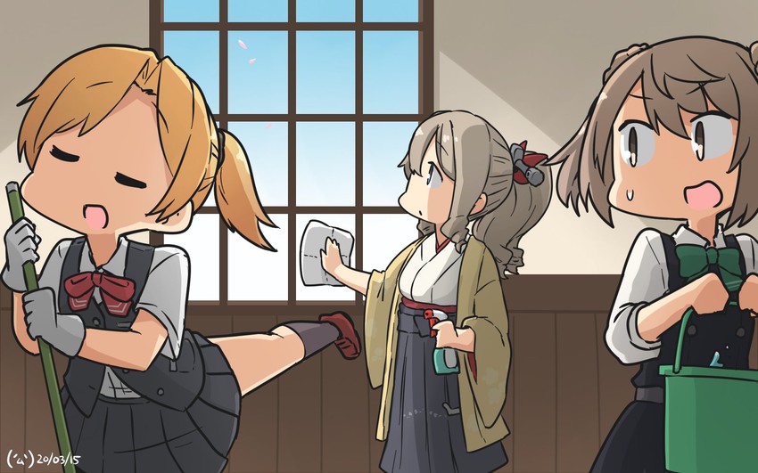 michishio, maikaze, michishio kai ni, and hatakaze (kantai collection) drawn by hamu_koutarou