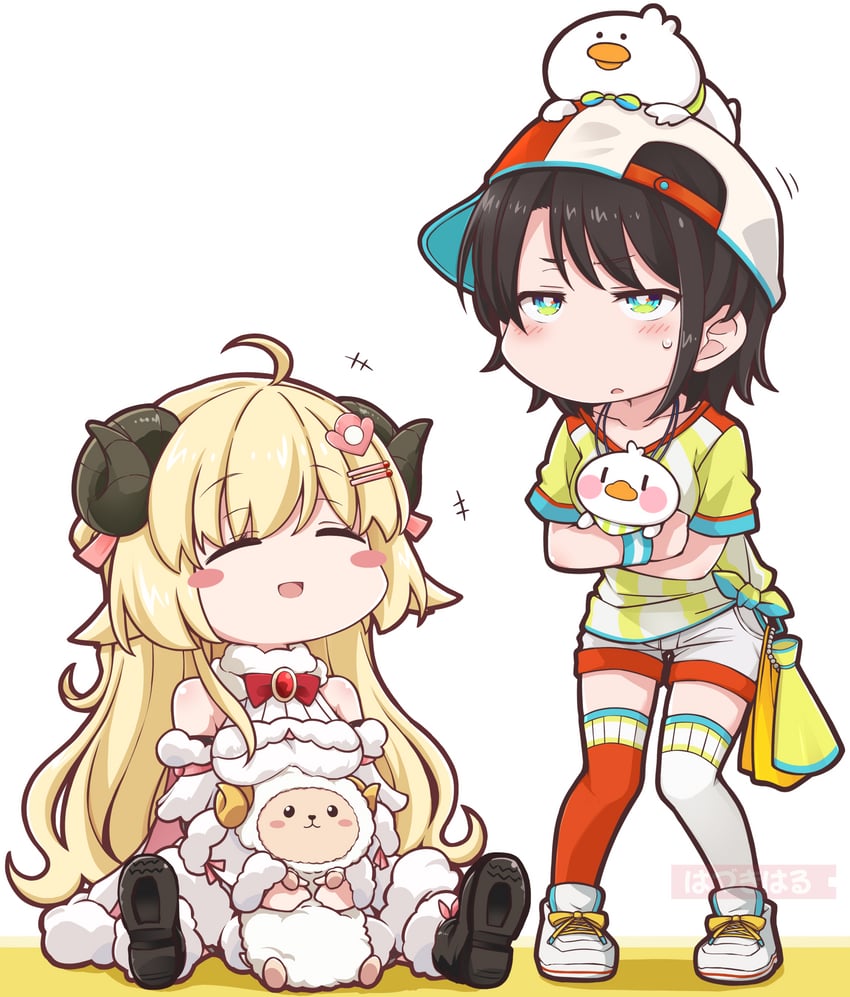 oozora subaru, tsunomaki watame, watamate, and suba tomo (hololive) drawn by hazuki_haru