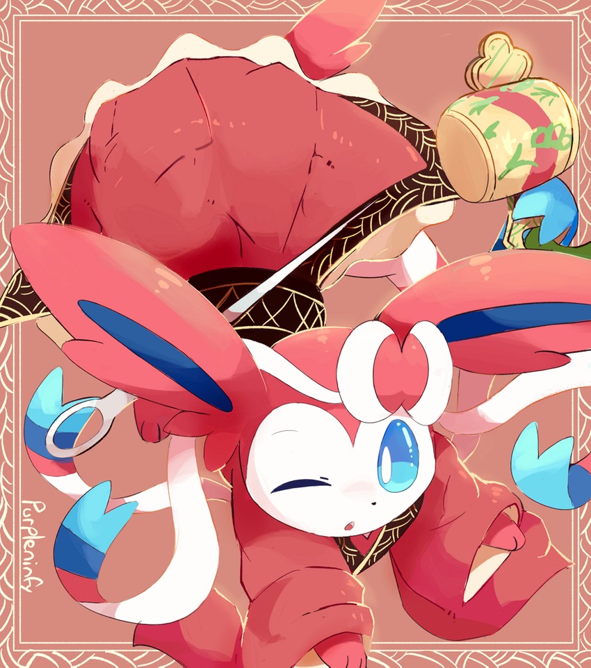 sukuna shinmyoumaru and sylveon (touhou and 1 more) drawn by purpleninfy
