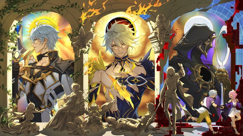 phainon, castorice, mydei, aglaea, anaxa, and 5 more (honkai and 1 more) drawn by ngkhyn