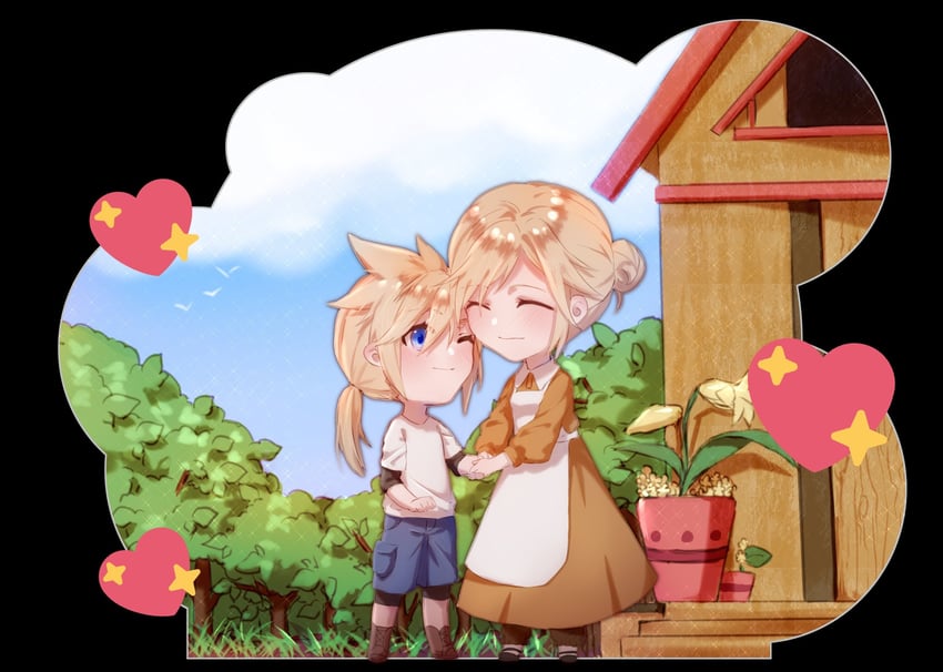 cloud strife and claudia strife (final fantasy and 2 more) drawn by keria
