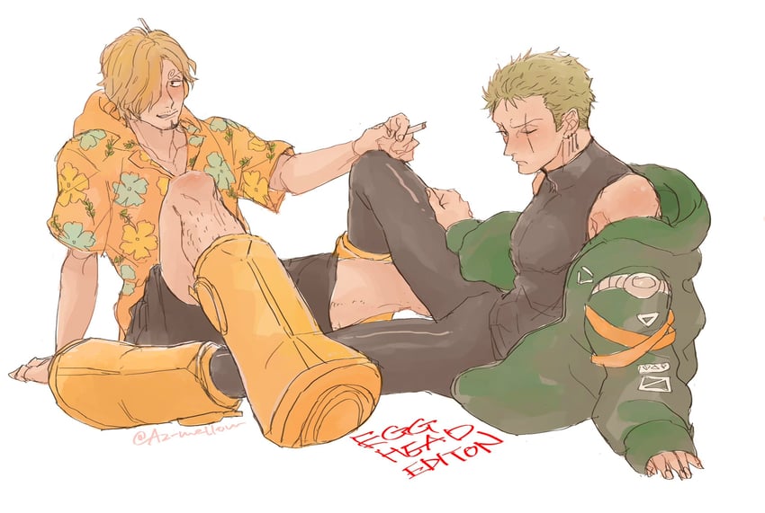 roronoa zoro and sanji (one piece) drawn by az_mellow