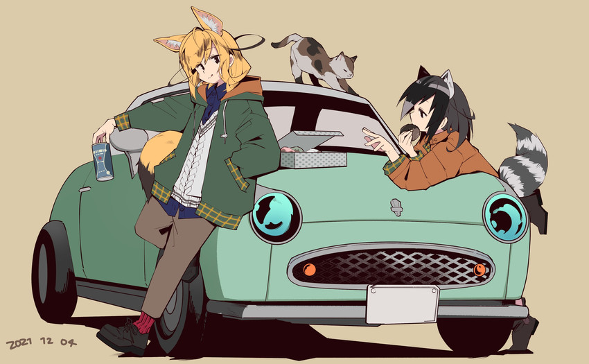 common raccoon and fennec (kemono friends) drawn by nanana_(nanana_iz)