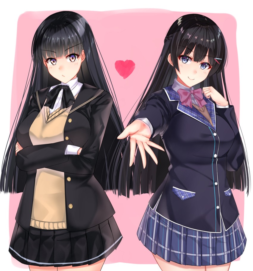 tsukino mito and ayatsuji tsukasa (nijisanji and 1 more) drawn by muka_tsuku