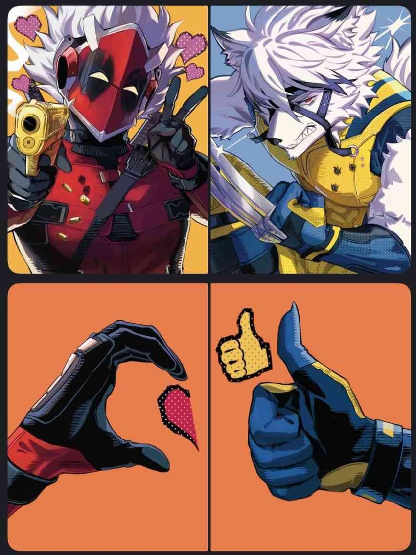wolverine, deadpool, von lycaon, and billy kid (zenless zone zero and 5 more) drawn by zaire