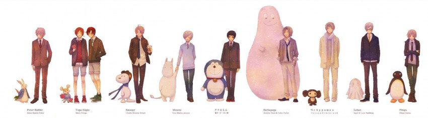 america, united kingdom, japan, russia, doraemon, and 14 more (axis powers hetalia and 10 more) drawn by kotouke