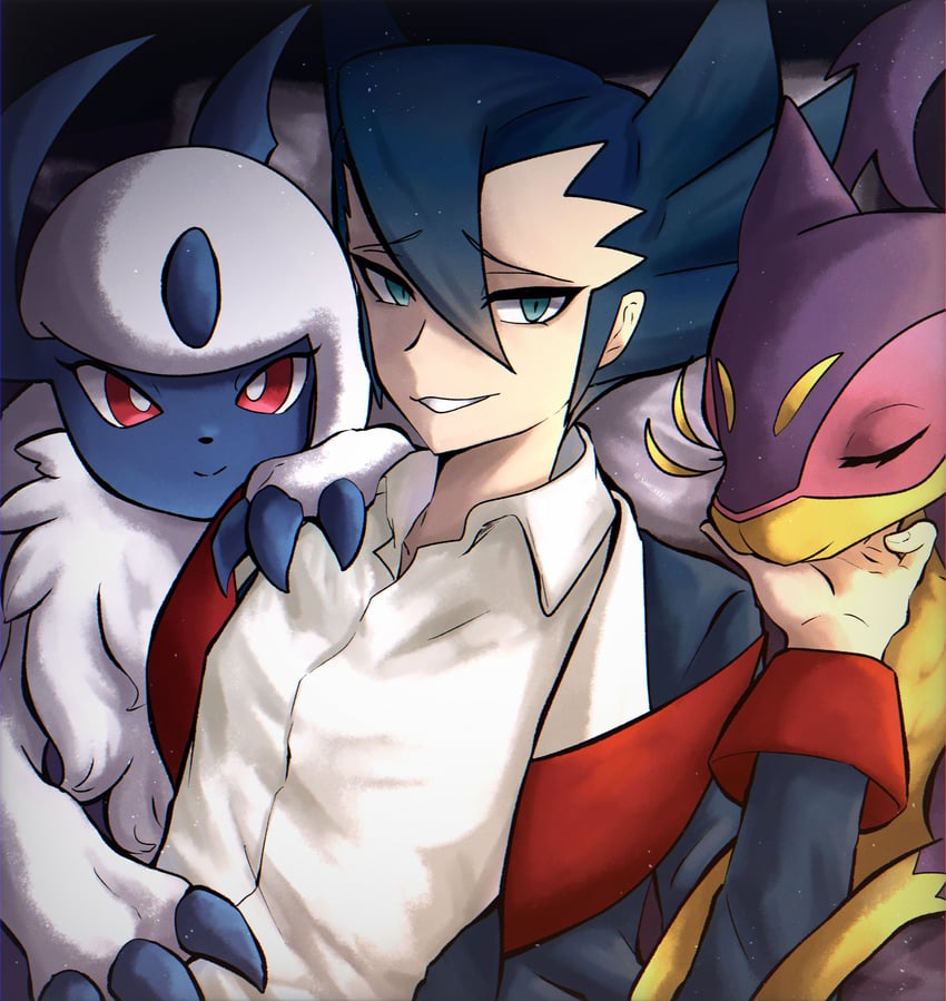 absol, grimsley, and liepard (pokemon and 1 more) drawn by sino_(pcxg4558)