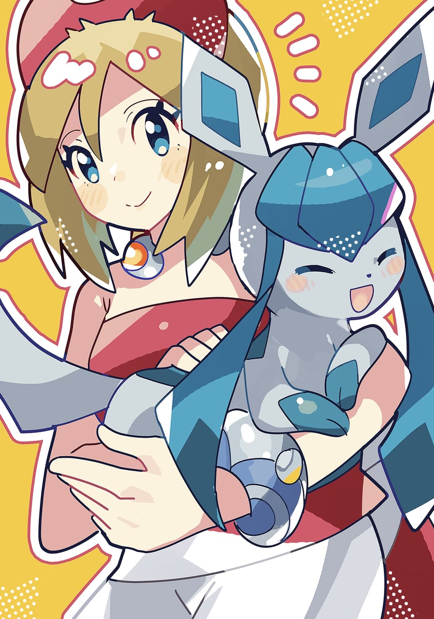 glaceon and irida (pokemon and 1 more) drawn by anidler91
