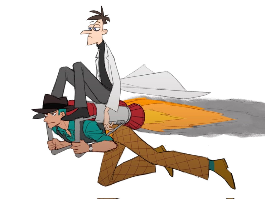 perry the platypus and heinz doofenshmirtz (phineas and ferb) drawn by chi_zhenjiao