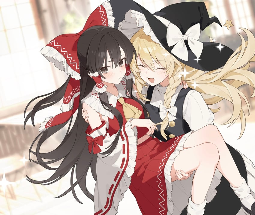 hakurei reimu and kirisame marisa (touhou) drawn by rcs_4