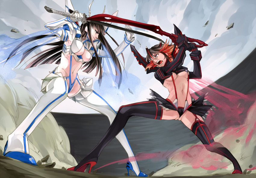 matoi ryuuko, senketsu, kiryuuin satsuki, and junketsu (kill la kill) drawn by haruhikohiko