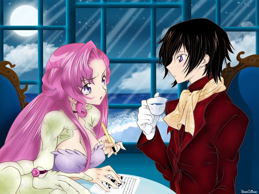 lelouch vi britannia and euphemia li britannia (code geass) drawn by darkchiichan