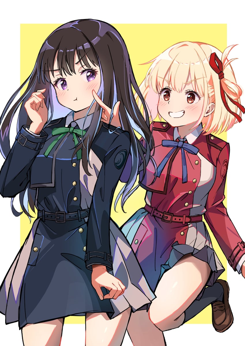 nishikigi chisato and inoue takina (lycoris recoil) drawn by tokonatsu_80